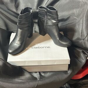 Liz Claiborne Sleek Black Ankle Booties